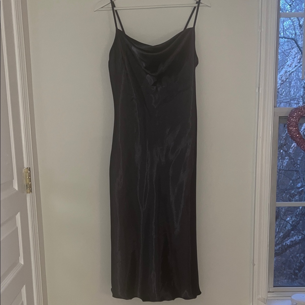 bebe Elegant Gray Satin Slip Dress